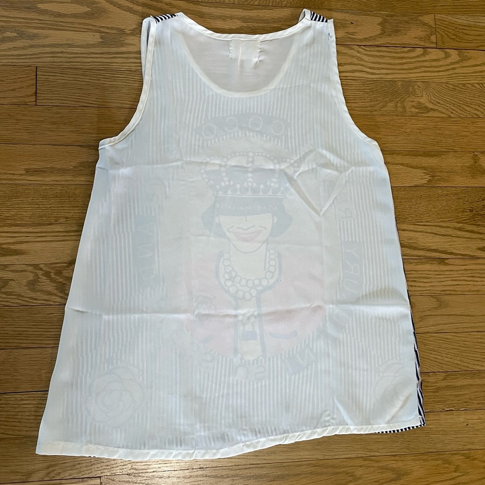 VISA - COCO Mademoiselle Illustration Graphic Tank Top Cami Blouse - Picture 6 of 9